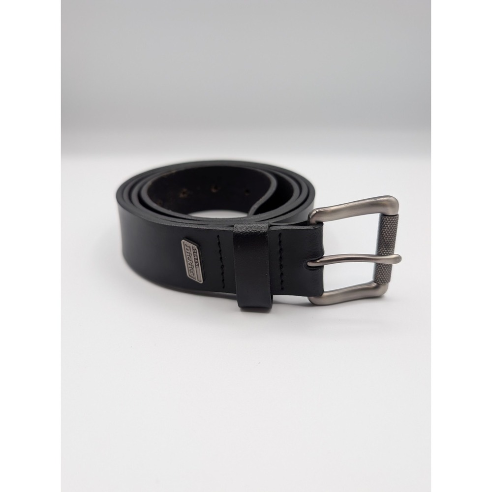 Dickies Genuine Leather Belt Black Size 44 Men's Work Casual Gunmetal Buckle